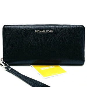 Michael Kors Large Continental Wallet Wristlet Black/Silver (NWT)